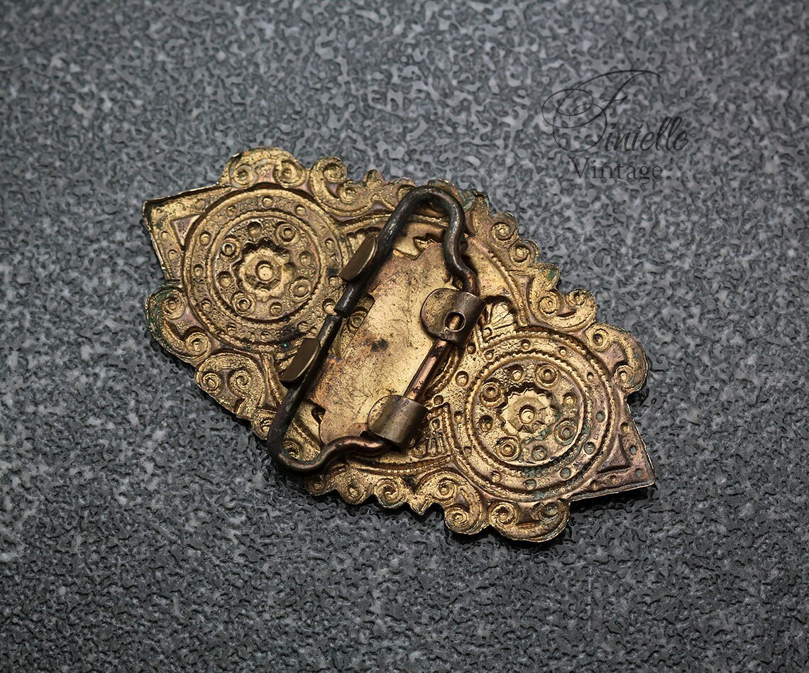 Antique Edwardian Commemorative Clasp Buckle c1910, "His Majesty Edward VII", Brass, Gold Tone, Antique Patina, Unique Gift