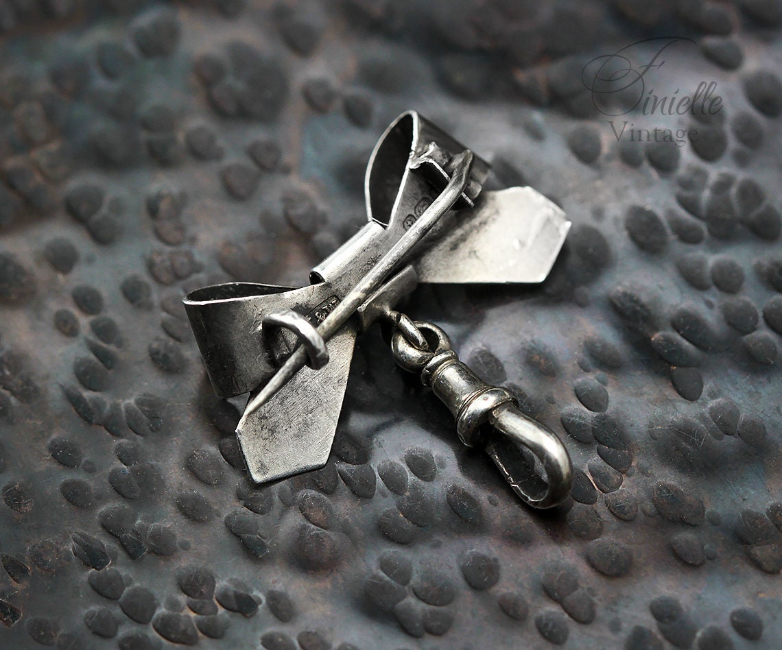 RARE Sterling Silver Antique Victorian 1896 Watch Bow Brooch for Fob, Pocket Watch, Hallmarked Birmingham, Unique Jewellery Jewelry Gift