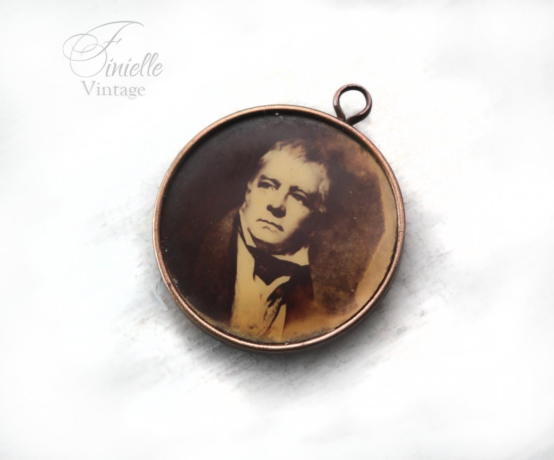 Antique Edwardian Bilateral Souvenir Small Locket Sepia Photo Pendant, Walter Scott Monument Edinburgh, Unique Jewelry Jewellery, RARE item