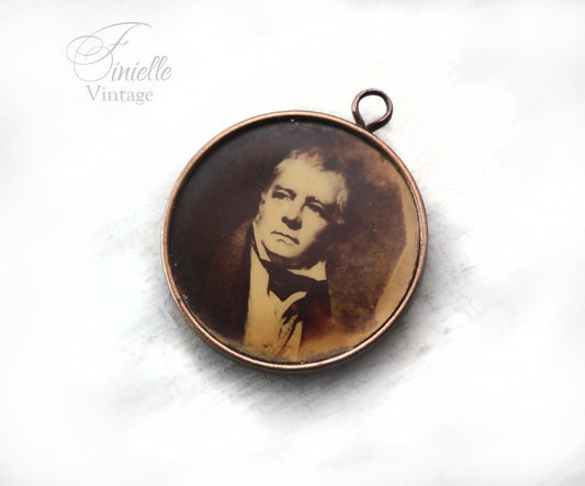 Antique Edwardian Bilateral Souvenir Small Locket Sepia Photo Pendant, Walter Scott Monument Edinburgh, Unique Jewelry Jewellery, RARE item