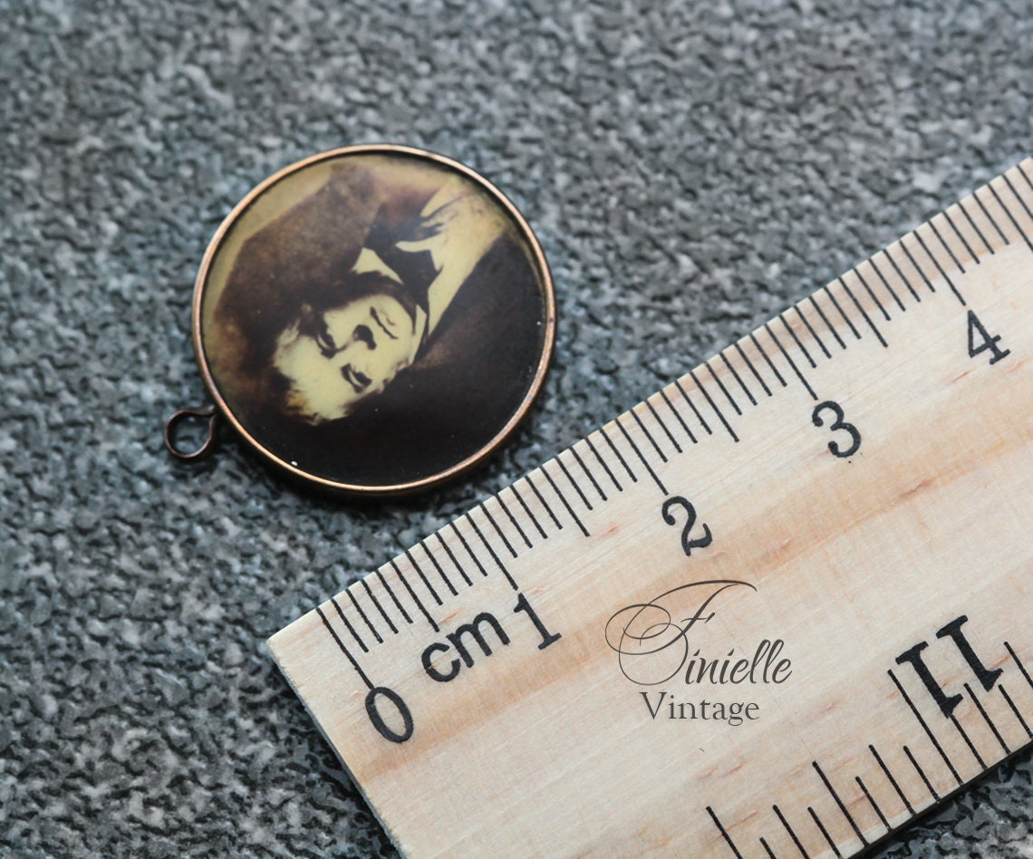 Antique Edwardian Bilateral Souvenir Small Locket Sepia Photo Pendant, Walter Scott Monument Edinburgh, Unique Jewelry Jewellery, RARE item