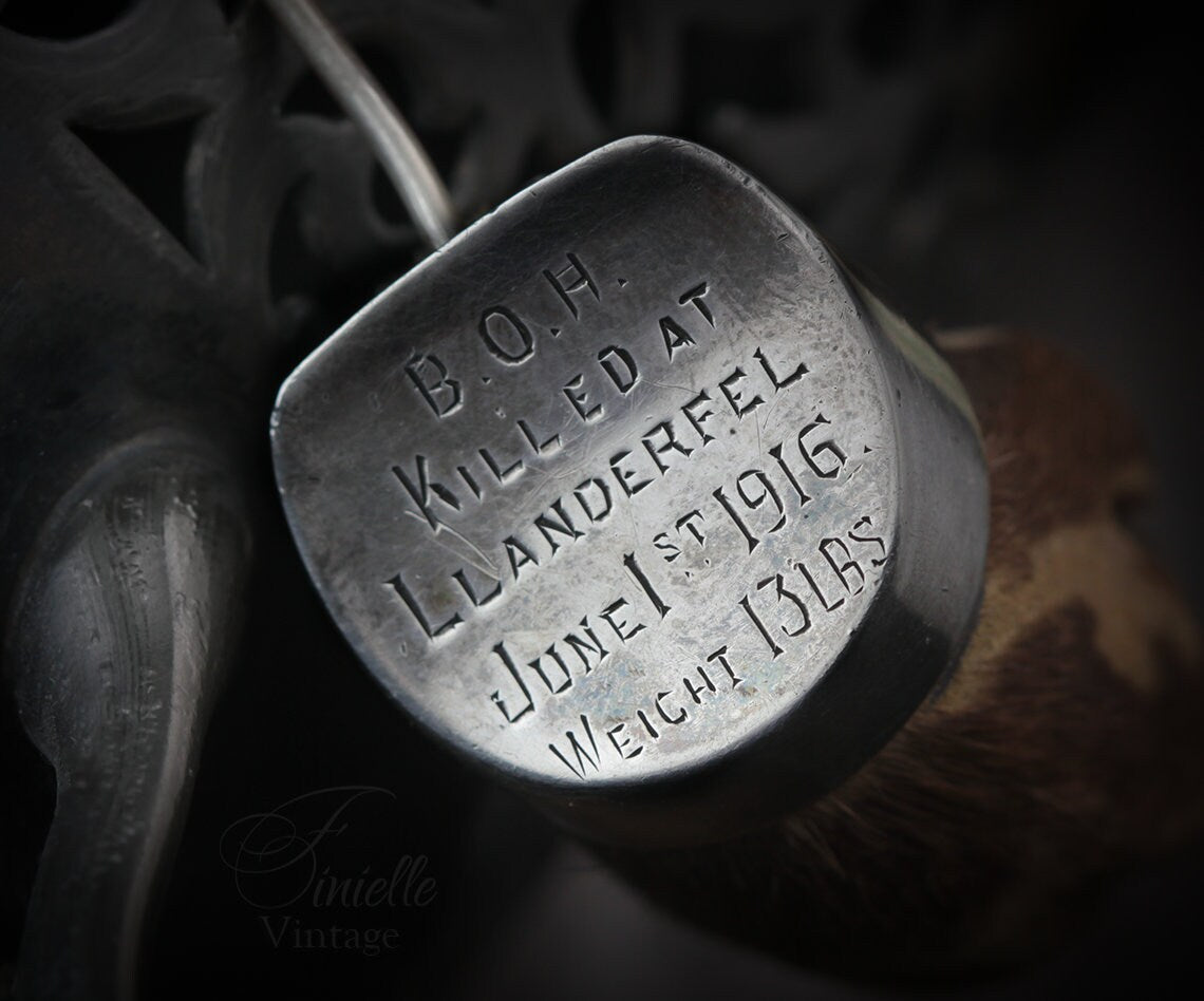 Sterling Silver Otter’s Paw Hunting Trophy Brooch, 1916 Llandderfel, Wales, Hallmarked Chester, Peter Spicer & Sons, Rare Antique Item