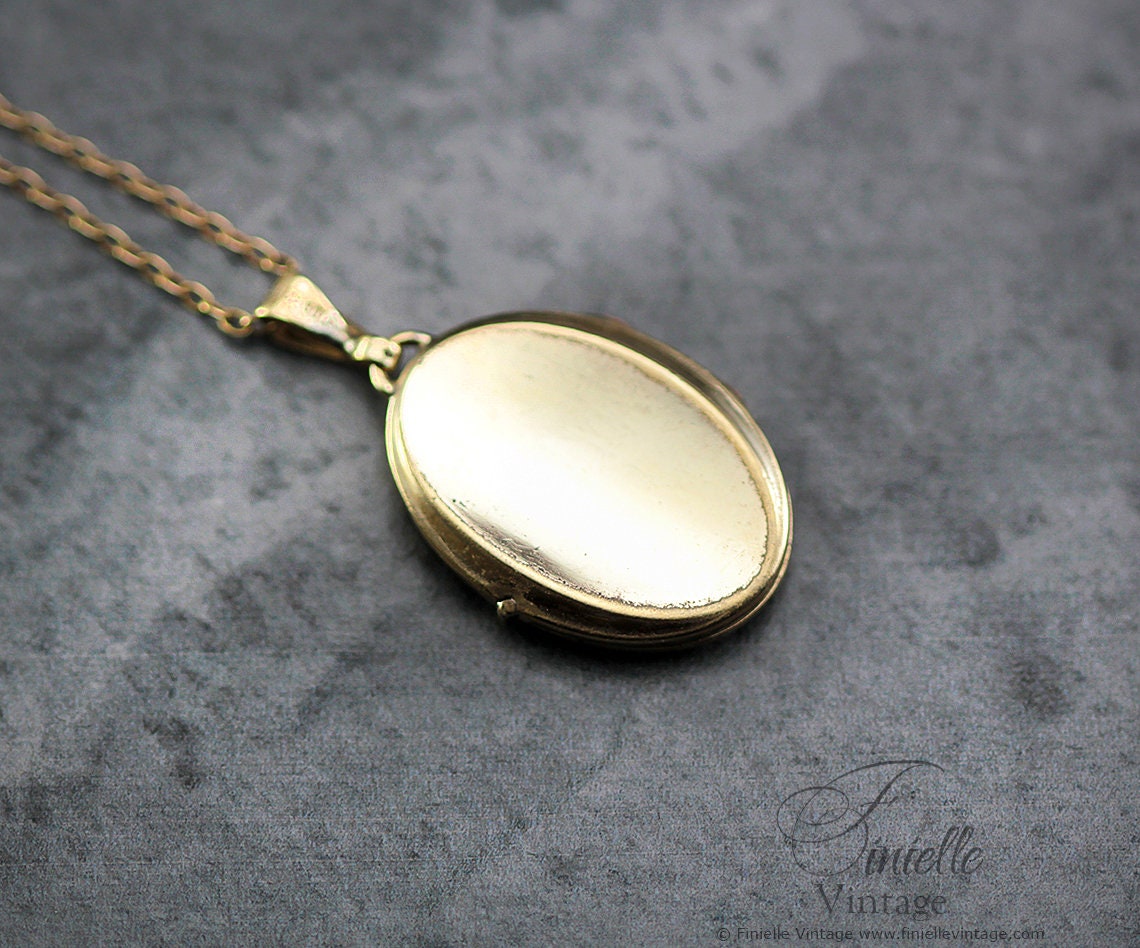 Vintage 1950s 12Ct Rolled Gold Engraved Floral Oval 2 Photo Locket Pendant, 21.2" Necklace, 18Ct Gold Plated Chain, Unique Gift Jewellery