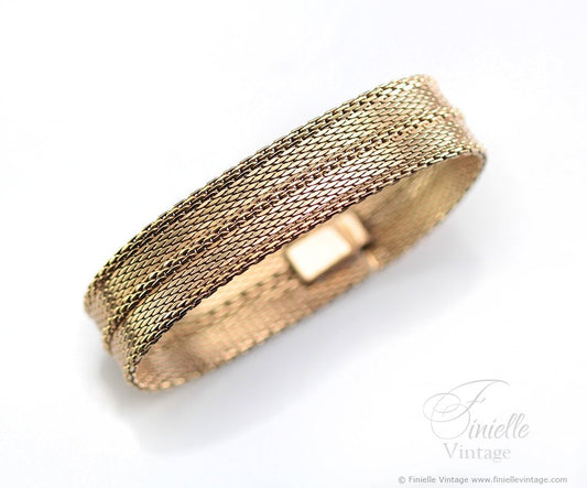 Vintage 1970s Avant Garde Style, 14Ct Gold Plated, Cuff Wrap Women's Bracelet, Gold Tone, Exclusive Vintage Jewellery Jewelry Gift