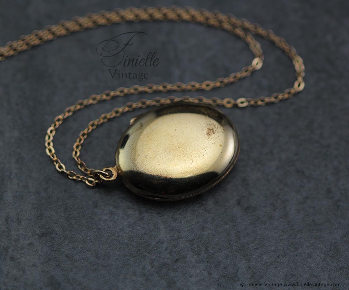 1950s 14Ct Rolled Gold Floral Oval Locket Necklace, George F. Baker Ltd, Mid Century Vintage Jewellery