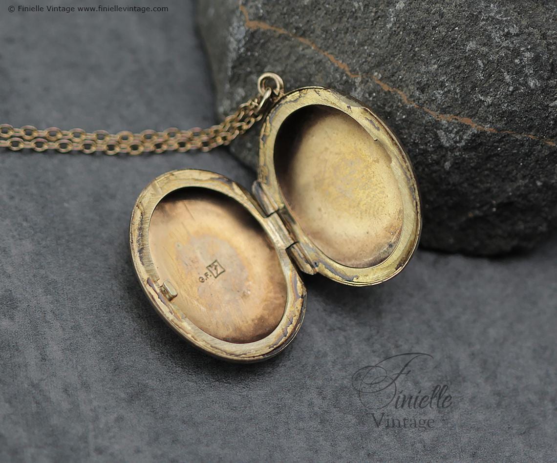 1950s 14Ct Rolled Gold Floral Oval Locket Necklace, George F. Baker Ltd, Mid Century Vintage Jewellery