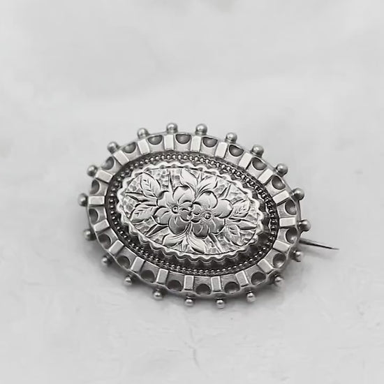 Sterling Silver Aesthetic Victorian Floral Brooch |  Romantic, Sweetheart Vintage Brooch |  Antique Gift Jewelry Jewellery