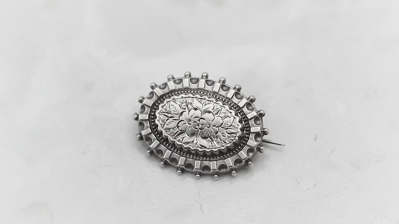 Sterling Silver Aesthetic Victorian Floral Brooch |  Romantic, Sweetheart Vintage Brooch |  Antique Gift Jewelry Jewellery