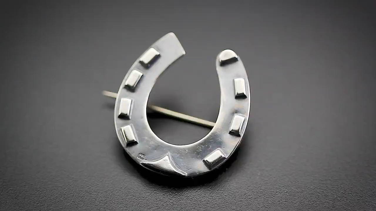 Sterling Silver Victorian 1887 Hallmarked Lucky Horseshoe Brooch | Birmingham |  Antique Vintage Jewelry Jewellery  |  Good Luck Gift