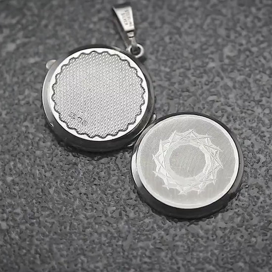 Vintage 1978 Sterling Silver Small Round 2 Photo Locket Pendant, Engraved Silver, Full Hallmarked, London, Gift for women