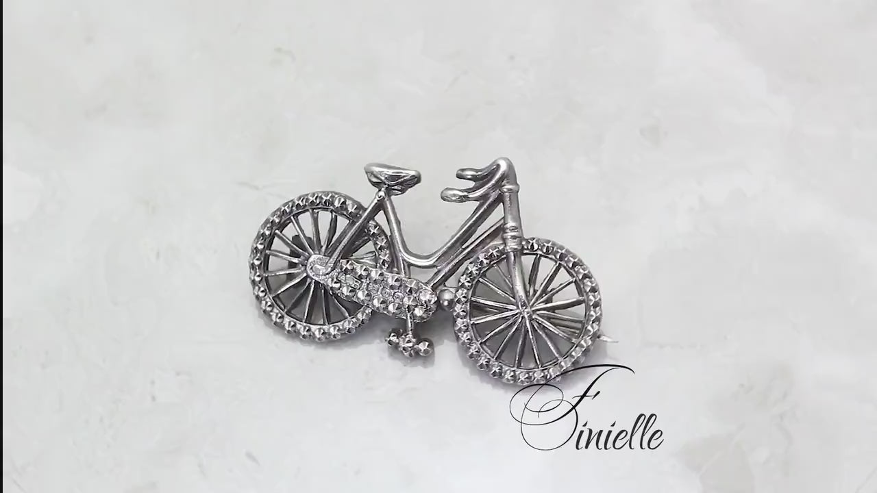 Victorian 1896 Sterling Silver,  Hallmarked Bicycle Brooch, Antique Vintage Jewelry, Rare item, Gift for Women