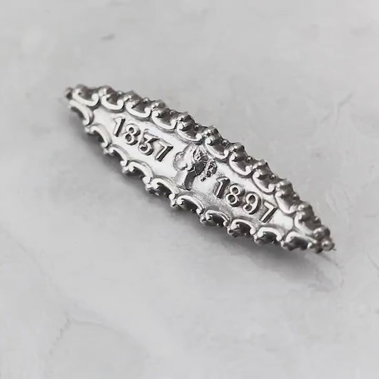 Sterling Silver Victorian 1896 |  Queen Victoria Diamond Jubilee Souvenir Brooch |  Hallmarked Birmingham Antique Vintage Jewelry Jewellery