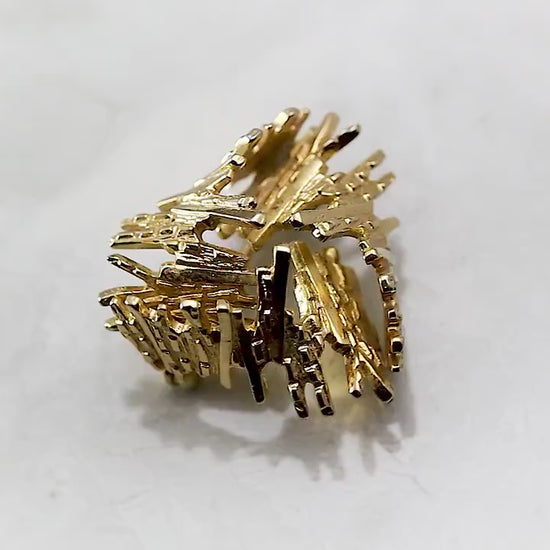RARE Vintage Mid-century, Germany 1960's, Henkel Grosse, Dior, Abstract Modernist Brooch, Gold Plated, Gold Tone Unique Jewelry Jewellery