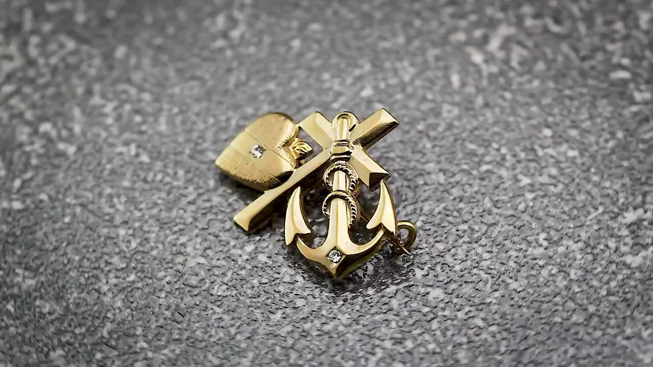 Antique Vintage Art Nouveau Style 1930s Faith Hope and Charity Brooch Pin, 18Ct Gold Filled, Unique Vintage Jewelry Jewellery