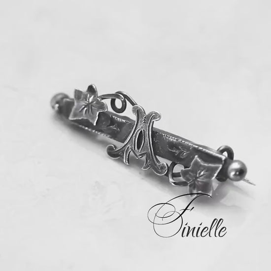 Sterling Silver Victorian 1898 Hallmarked Chester, Initial Letter - A - Floral Brooch, Antique Vintage Jewelry, Rare item, Gift for Women