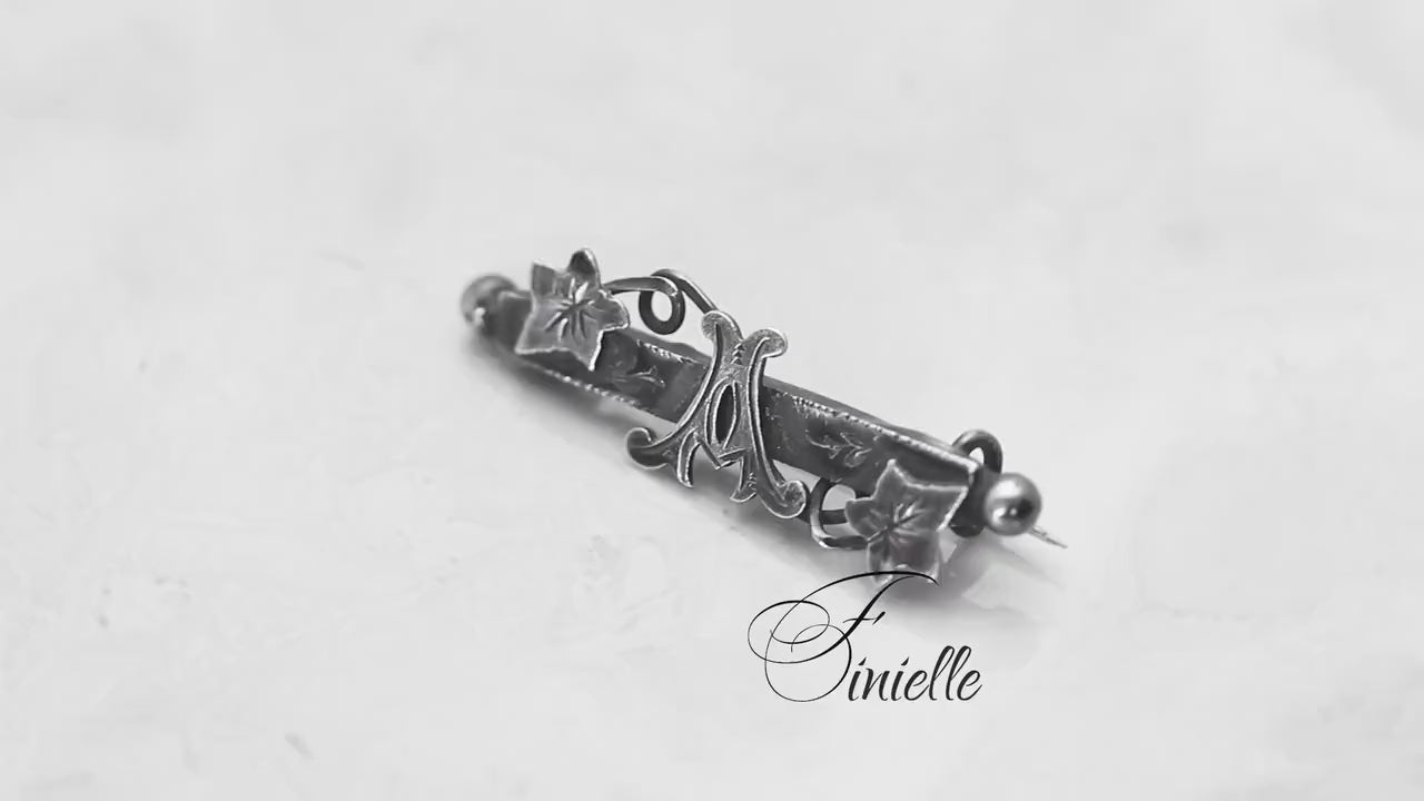 Sterling Silver Victorian 1898 Hallmarked Chester, Initial Letter - A - Floral Brooch, Antique Vintage Jewelry, Rare item, Gift for Women