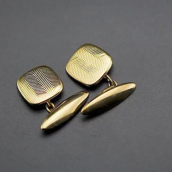 Art Deco Era Vintage 1930s Men’s Cuff Links, Men Suit Accessory, 18Ct Gold filled, Yellow Tone Vintage Jewelry Jewellery, Gift for Him