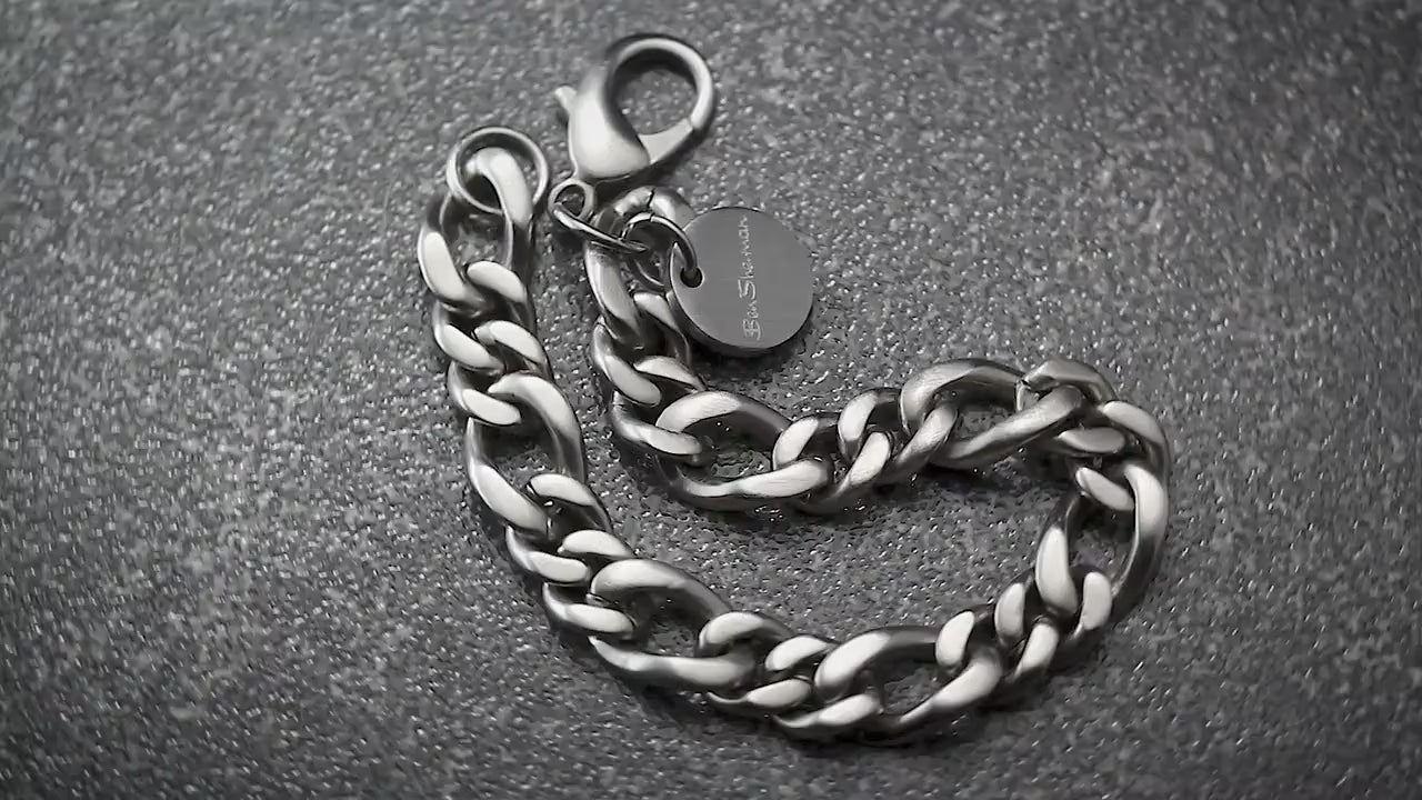 Vintage 1980s Original Ben Sherman Heavy Chunky Stainless Steel Chain Curb Men Bracelet, Silver Tone, Gift Jewelry Jewellery for Him